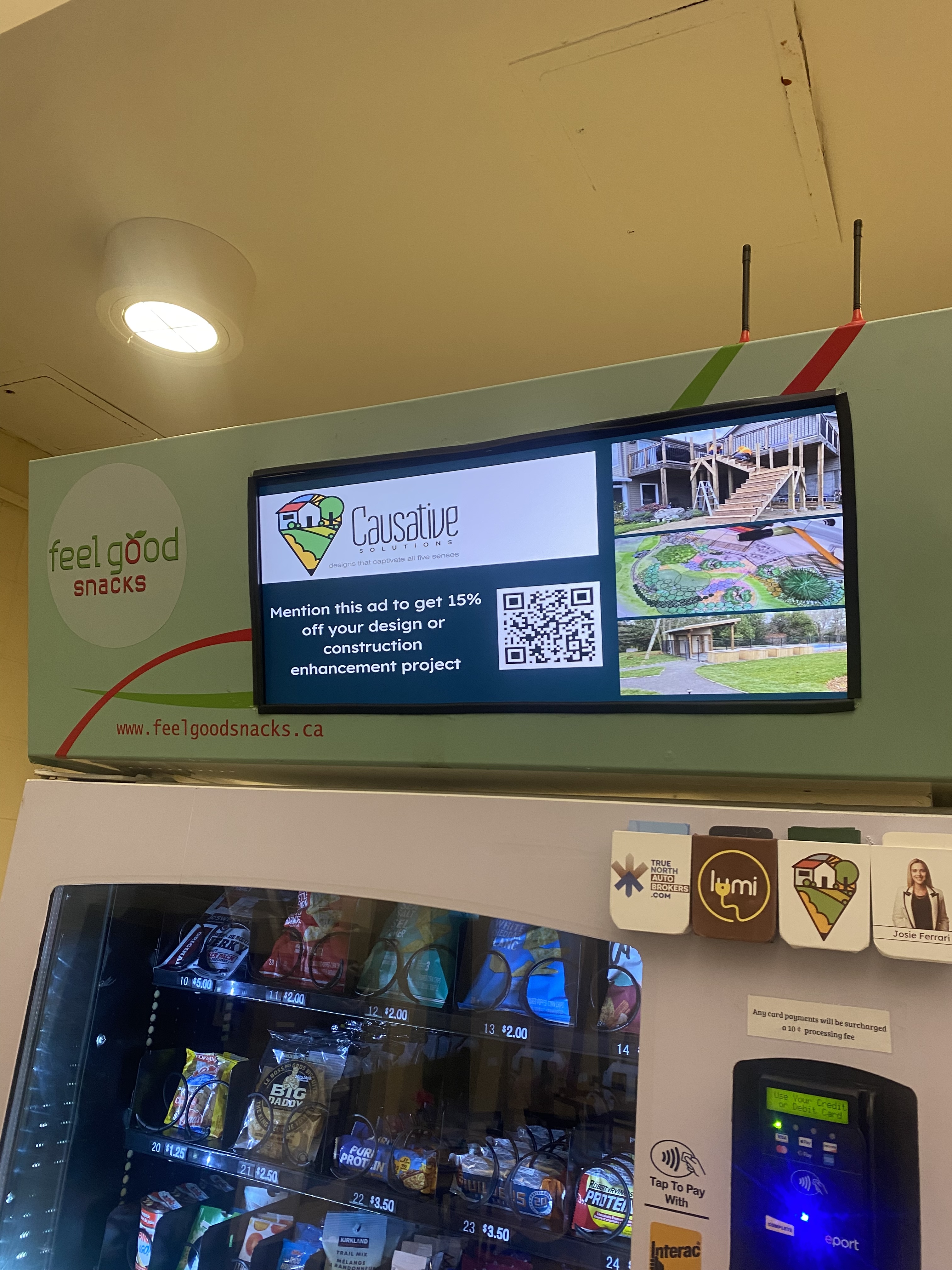 A picture of a vending machine screen